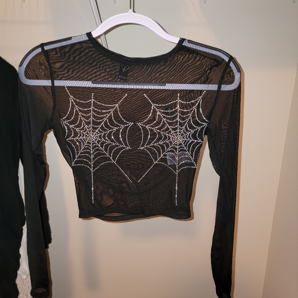 Small Mesh Spiderweb Crop Top
